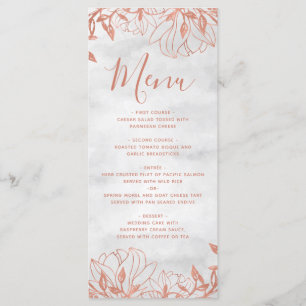 Menú Rosa Gold Botánico de Boda Gris Floral