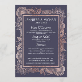 Menú Rosa Gold Floral y Boda azul marino