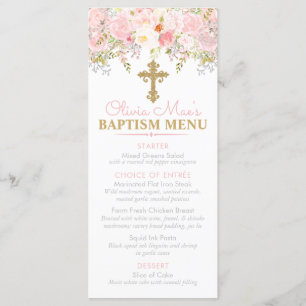 Menú Rosa Jardín Chica Baptism Personalizado