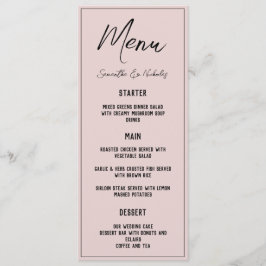 Menú rosa polvoriento minimalista