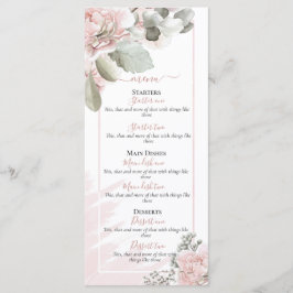 Menú rosa polvoriento Rubor floral elegante boda de boh