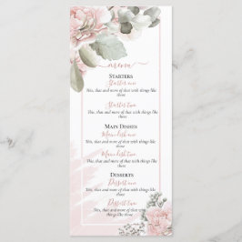 Menú rosa polvoriento Rubor floral elegante boda de boh