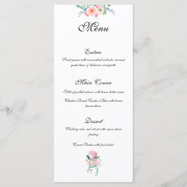 Menú Rosa Protea Rey Acuarela Pastel Elegante Boda