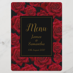 Menú Rosa Roja Elegante - Boda