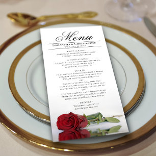 Menú Rosa Roja elegante con Boda de Reflexiones