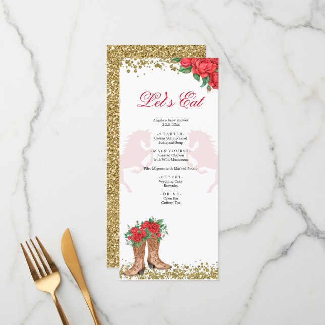 Menú Rosa Rojo Mexicano Mis Quince (Anverso/Reverso In Situ)