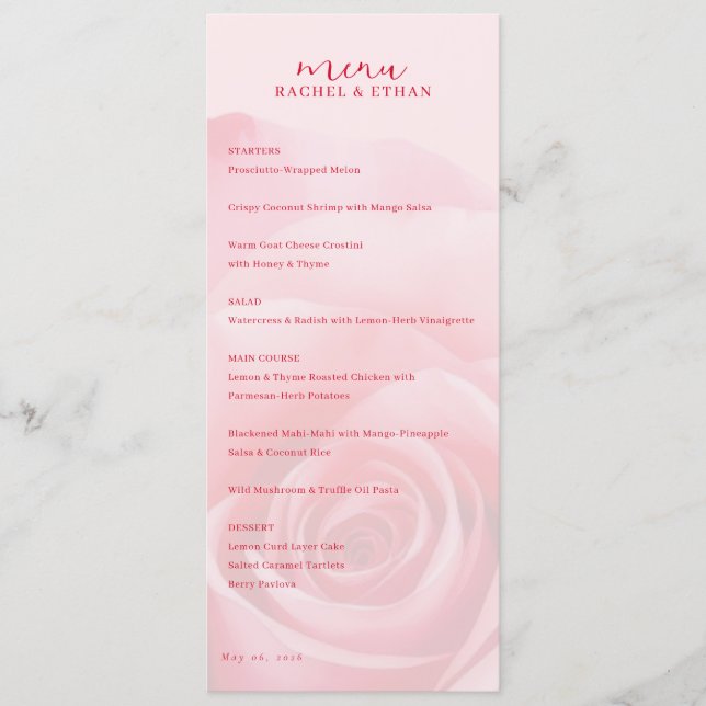 Menú Rosa Romántico (Anverso)