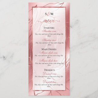 Menú Rosa rosa polvoriento oro rosa elegante boda clási