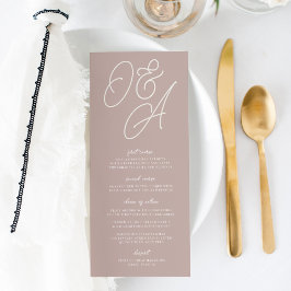 Menú Rosa Taupe | Script Watermark Monogram Boda