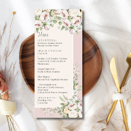 Menú Rosa turbio boda de acuarela floral