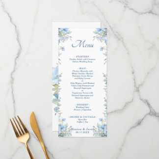Menú Rosas Azules Azules Pastel Boda Floral