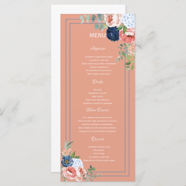 Menú Rosas azules y Rubor (Anverso / Reverso)