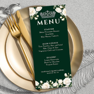 Menú Rosas blancas y verde oscuro de la princesa Tiara