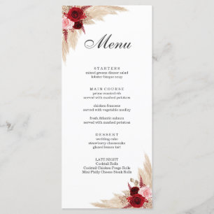 Menú Rosas Boho Borgoña y Grass Pampas