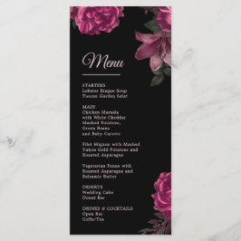 Menú Rosas dibujadas a mano para boda romántica oscura