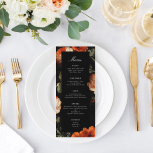 Menú Rosas florales románticos oscuros Boda maestro hol