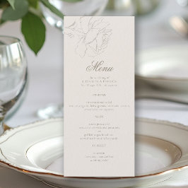 Menú Rosas Formal Moderno Clásico Ecru Elegante Boda