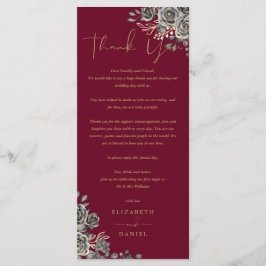 Menú Rosas góticos Boda de flores Gracias por colocar t