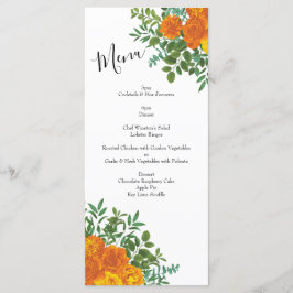 Menú Rosas naranjas Boda Floral Modern