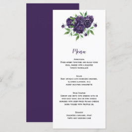 Menú Rosas púrpura acuarela y Boda de vegetación