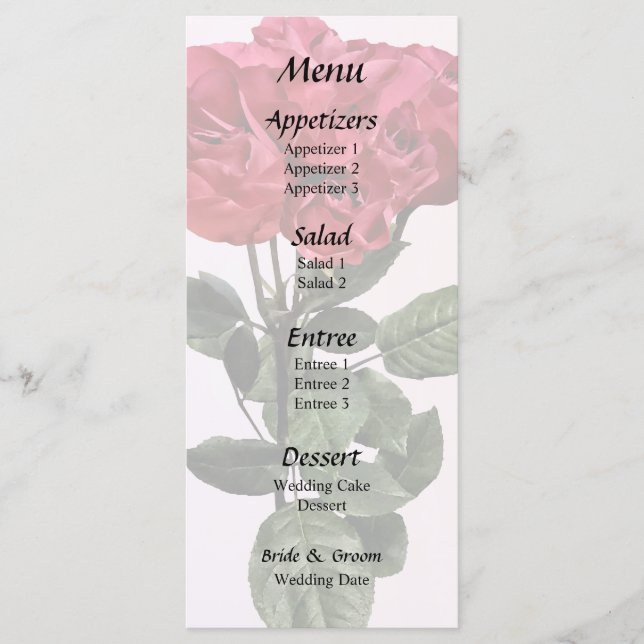 Menú Rosas Rojas y Hojas (Anverso)