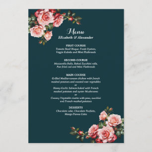 Menú Rosas rojas y rosadas oscuras y melancólicas boda 