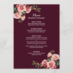 Menú Rosas rojas y rosadas oscuras y melena de boda