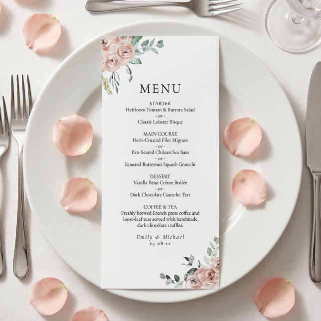 Menú Rosas Rosadas Romántico Boda Plano (Subido por el creador)