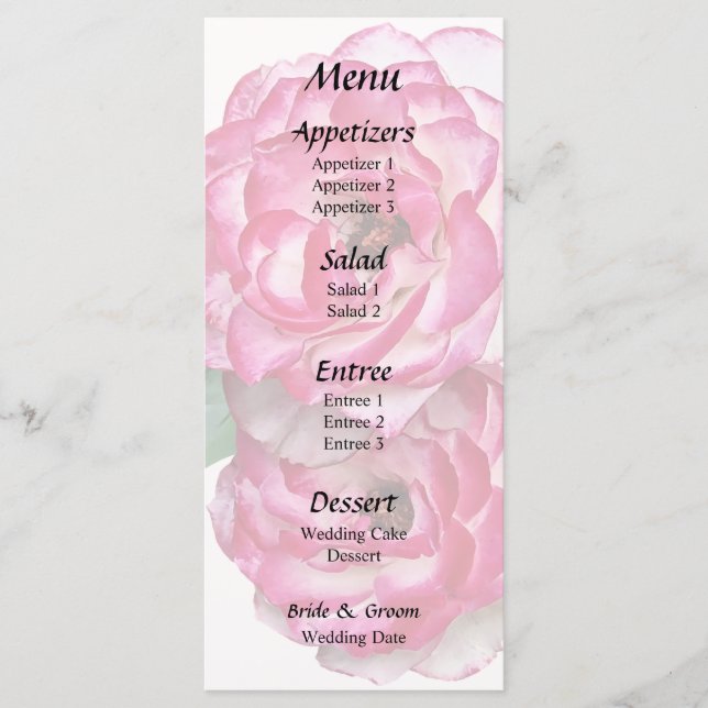 Menú Rosas Rosadas y Blancas (Anverso)