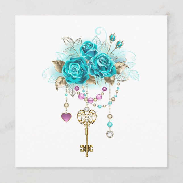 Menú Rosas turquesas con llaves (Anverso)