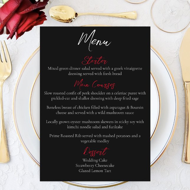 Menú Roses rojos blancos Boda negro (Subido por el creador)