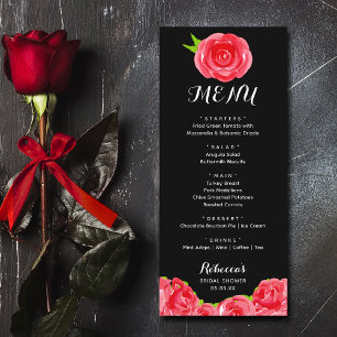 Menú Roses rojos color agua derby ducha de novia