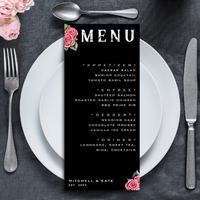 Menú Roses rojos negros Boda (Red Roses Black Wedding Menu
)
