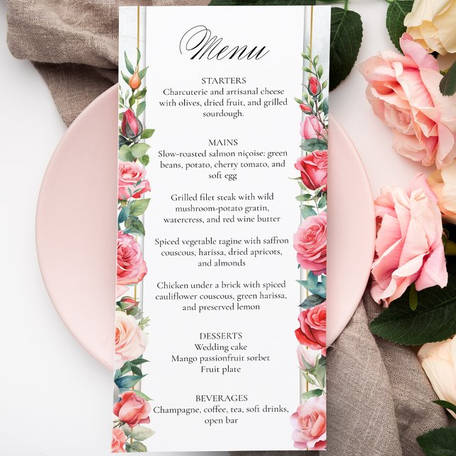 Menú Roses rosadas románticas y caligrafía (Subido por el creador)
