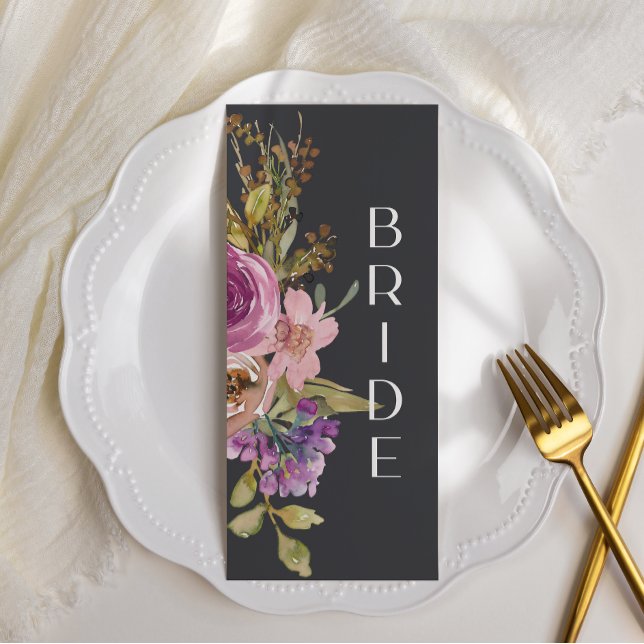 Menú Rótulo del Boda floral rosado rosado rosado (Subido por el creador)