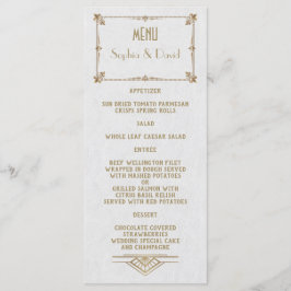 Menú Royal Fleur-de-Lis Art Deco Gold White 20s