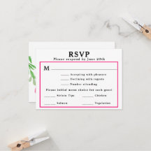 Menú RSVP Boda Tarjeta de dirección de devolución 