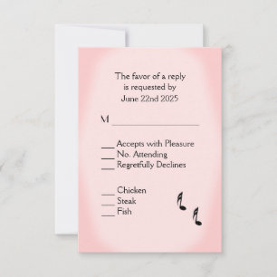 Menú RSVP de Boda de Música Rosa