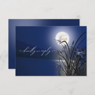 Menú RSVP Royal Blue Full Moon Dragonfly Pond