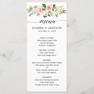 Menú Rubor Pink Florals Boda botánico moderno
