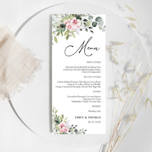 Menú Rubor Pink Greenery Bridal Shower