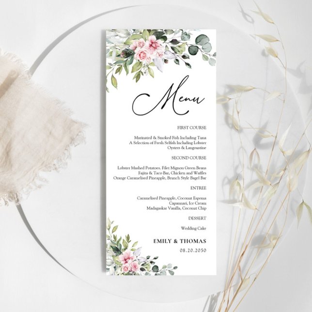 Menú Rubor Pink Greenery Bridal Shower (Subido por el creador)