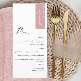 Menú Rubor Pink personalizado con nombre de invitado el