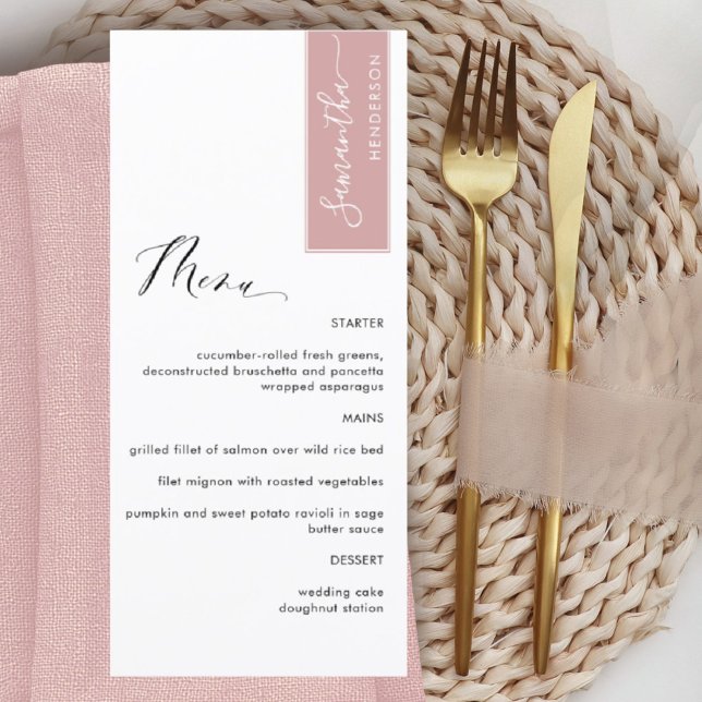 Menú Rubor Pink personalizado con nombre de invitado el (Subido por el creador)
