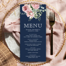 Rubor Rosa Floral Eucalipto Azul Marino Boda