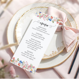 Menú Rustic Colorful Floral Wildflower Bridal Shower