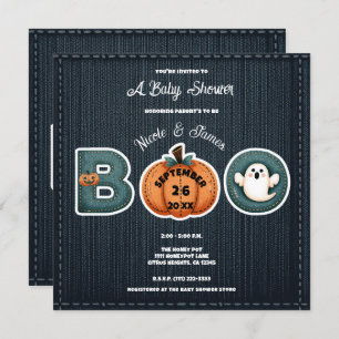 Menú Rustic Denim Jean Pumpkin Ghost BOO Baby Shower