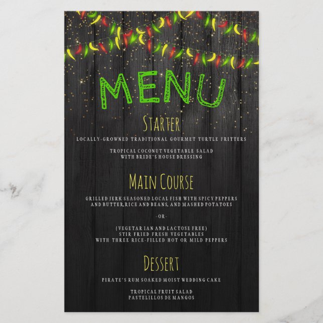 Menú Rustic Hot Peppers String Lights (Anverso)