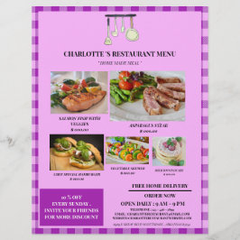 Menú Rustic Purple Plaid Restaurant