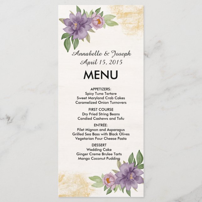 Menú Rustic Summer aesthetic Wildflower Wedding (Anverso)